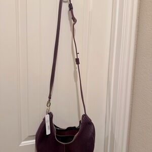 New Portland Leather Goods Plum Hobo Shoulder Bag AND Crossbody Extender Strap